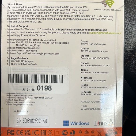 BrosTrend WiFi 6 AX1800Mbps USB WiFi Adapter Dual Band WiFi Dongle 5GHz 1201Mbps - Picture 2 of 4